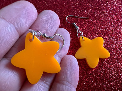 5 Point Star Earrings: Laser Cut Acrylic Stars, Night Sky, Dangle Stars, Xmas, Christmas Tree Topper, Christmas Star, Gifts for Her/Him/Them