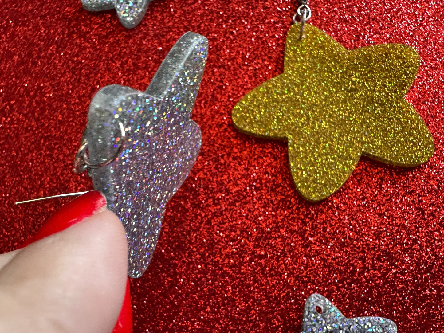 5 Point Star Earrings: Laser Cut Acrylic Stars, Night Sky, Dangle Stars, Xmas, Christmas Tree Topper, Christmas Star, Gifts for Her/Him/Them