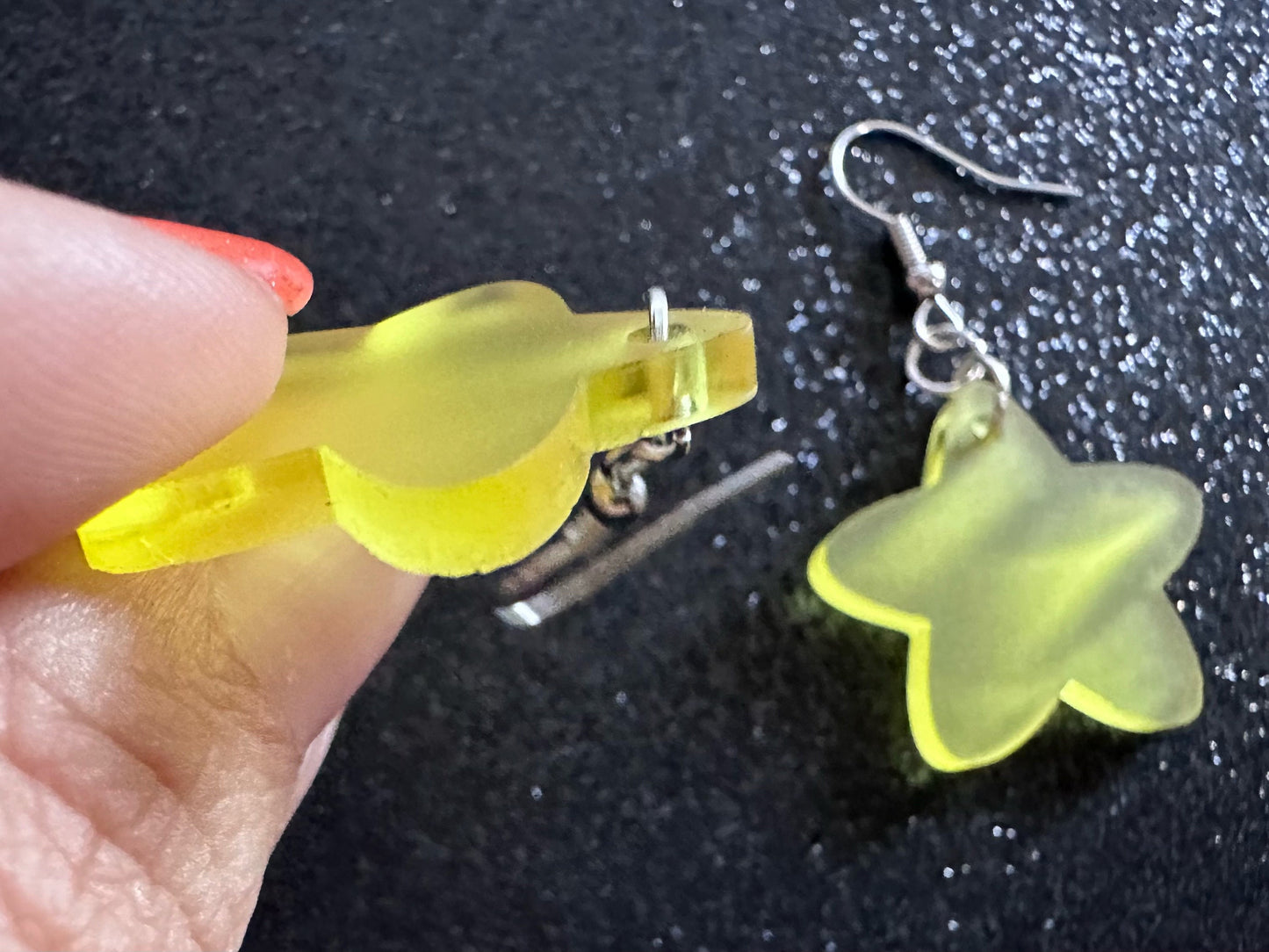 5 Point Star Earrings: Laser Cut Acrylic Stars, Night Sky, Dangle Stars, Xmas, Christmas Tree Topper, Christmas Star, Gifts for Her/Him/Them