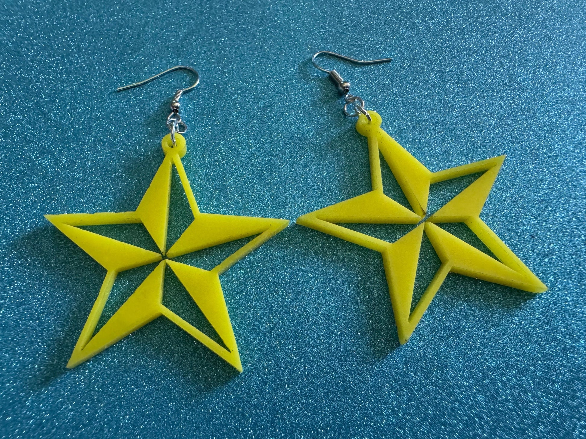 5 Point Star Earrings: Laser Cut Acrylic Stars, Night Sky, Dangle Stars, Xmas, Christmas Tree Topper, Christmas Star, Gifts for Her/Him/Them