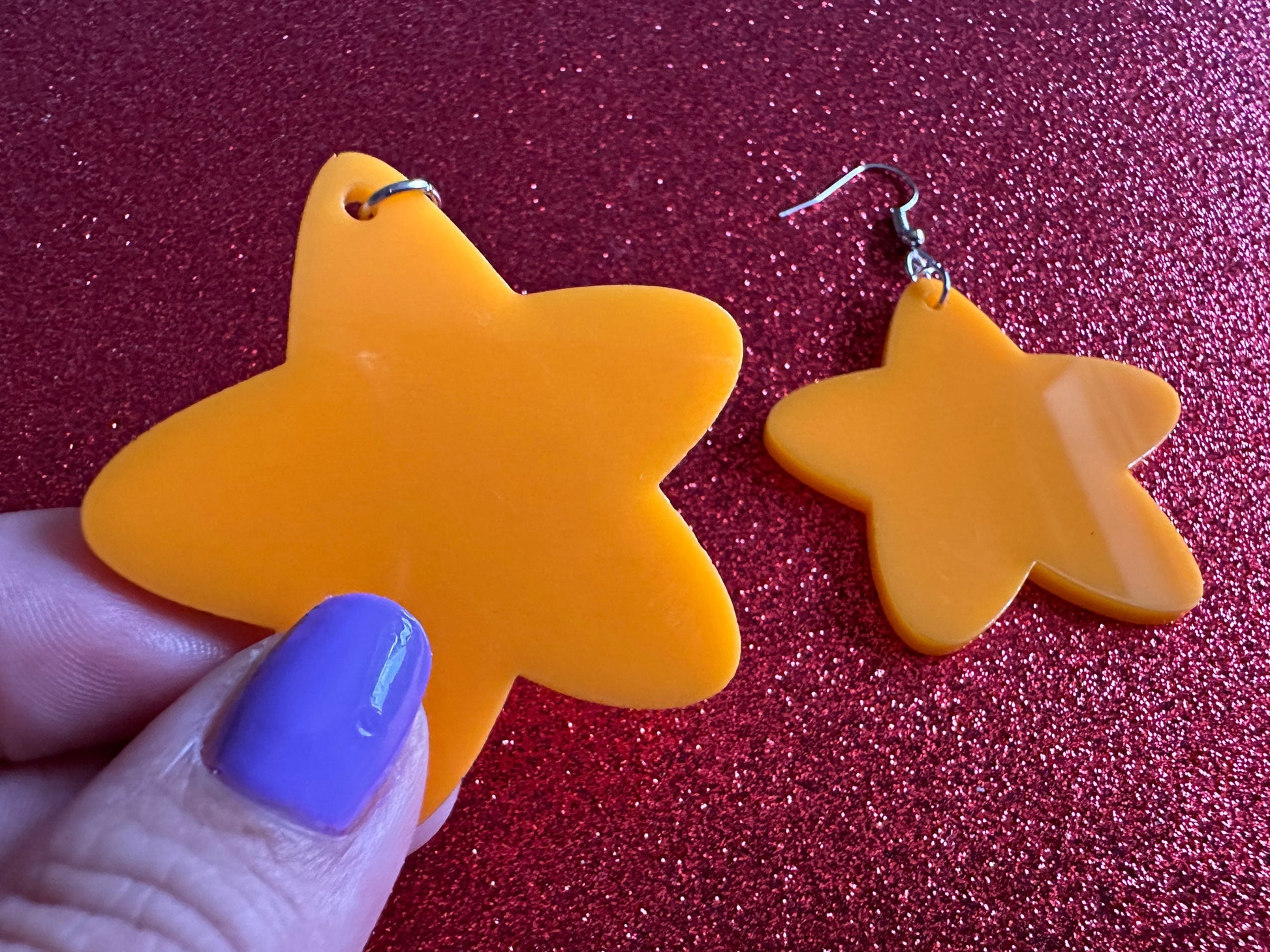 5 Point Star Earrings: Laser Cut Acrylic Stars, Night Sky, Dangle Stars, Xmas, Christmas Tree Topper, Christmas Star, Gifts for Her/Him/Them