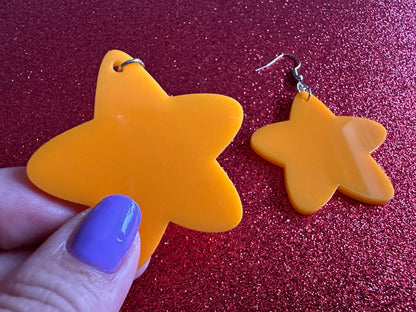 5 Point Star Earrings: Laser Cut Acrylic Stars, Night Sky, Dangle Stars, Xmas, Christmas Tree Topper, Christmas Star, Gifts for Her/Him/Them