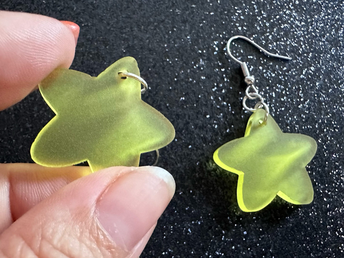 5 Point Star Earrings: Laser Cut Acrylic Stars, Night Sky, Dangle Stars, Xmas, Christmas Tree Topper, Christmas Star, Gifts for Her/Him/Them