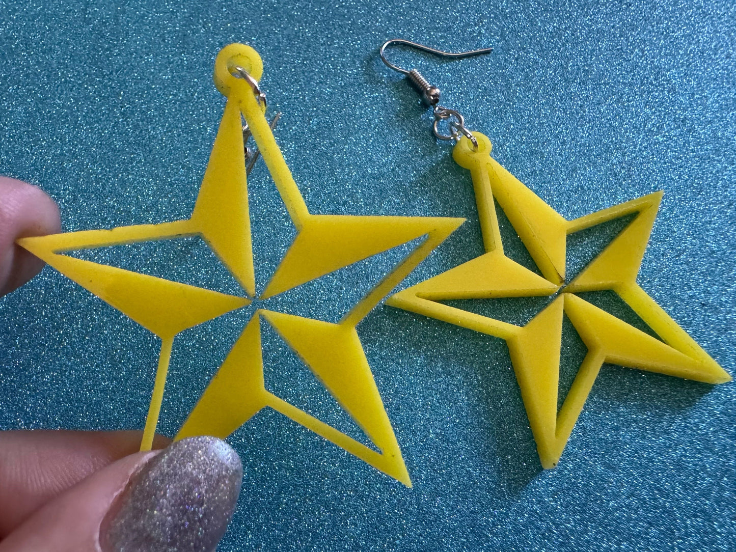 5 Point Star Earrings: Laser Cut Acrylic Stars, Night Sky, Dangle Stars, Xmas, Christmas Tree Topper, Christmas Star, Gifts for Her/Him/Them