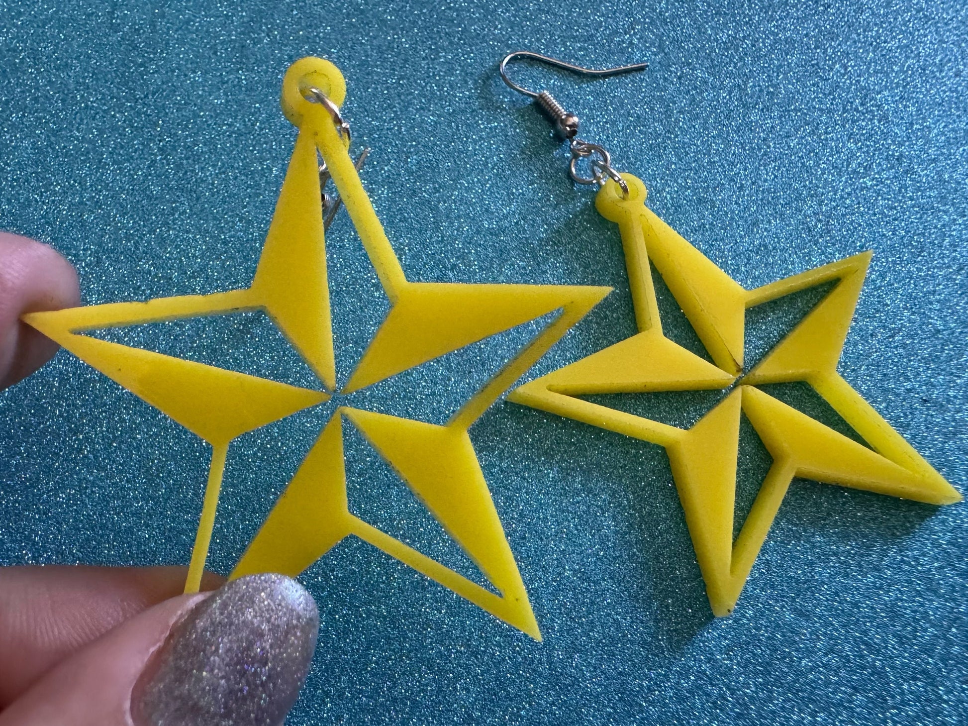 5 Point Star Earrings: Laser Cut Acrylic Stars, Night Sky, Dangle Stars, Xmas, Christmas Tree Topper, Christmas Star, Gifts for Her/Him/Them