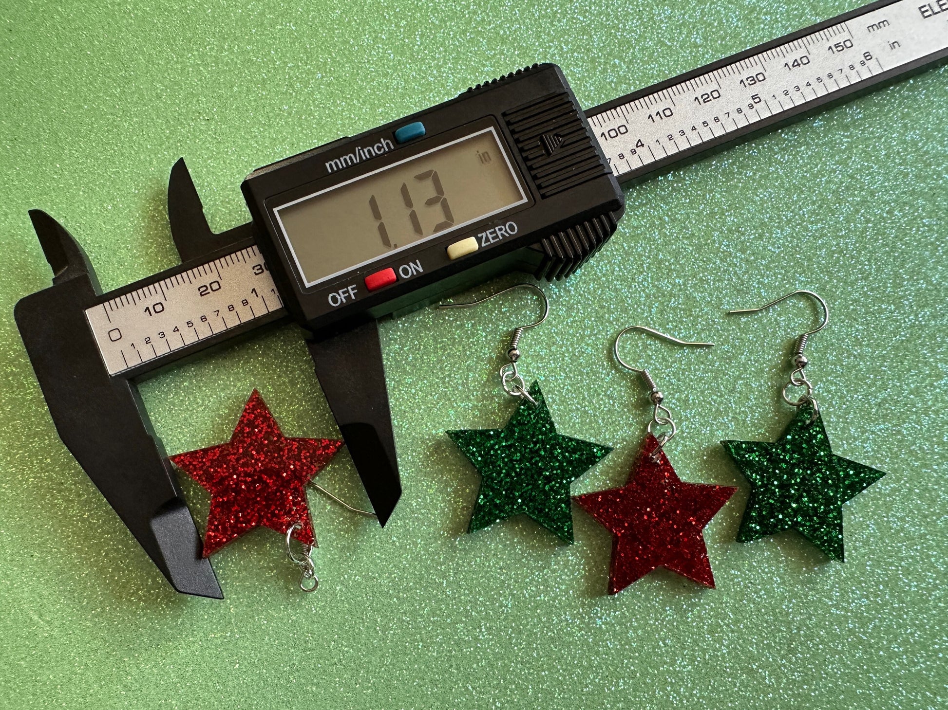 5 Point Star Earrings: Laser Cut Acrylic Stars, Night Sky, Dangle Stars, Xmas, Christmas Tree Topper, Christmas Star, Gifts for Her/Him/Them