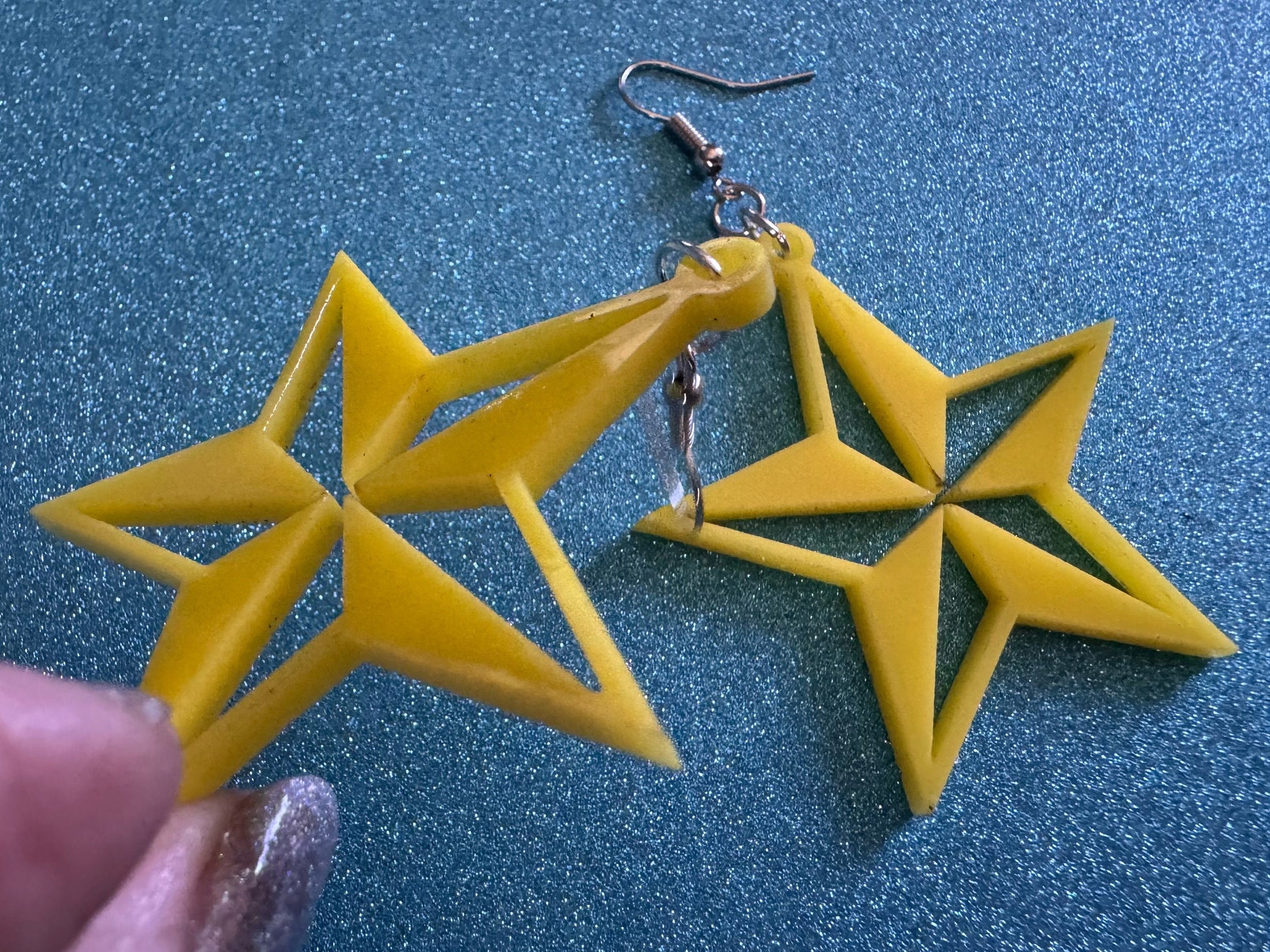5 Point Star Earrings: Laser Cut Acrylic Stars, Night Sky, Dangle Stars, Xmas, Christmas Tree Topper, Christmas Star, Gifts for Her/Him/Them
