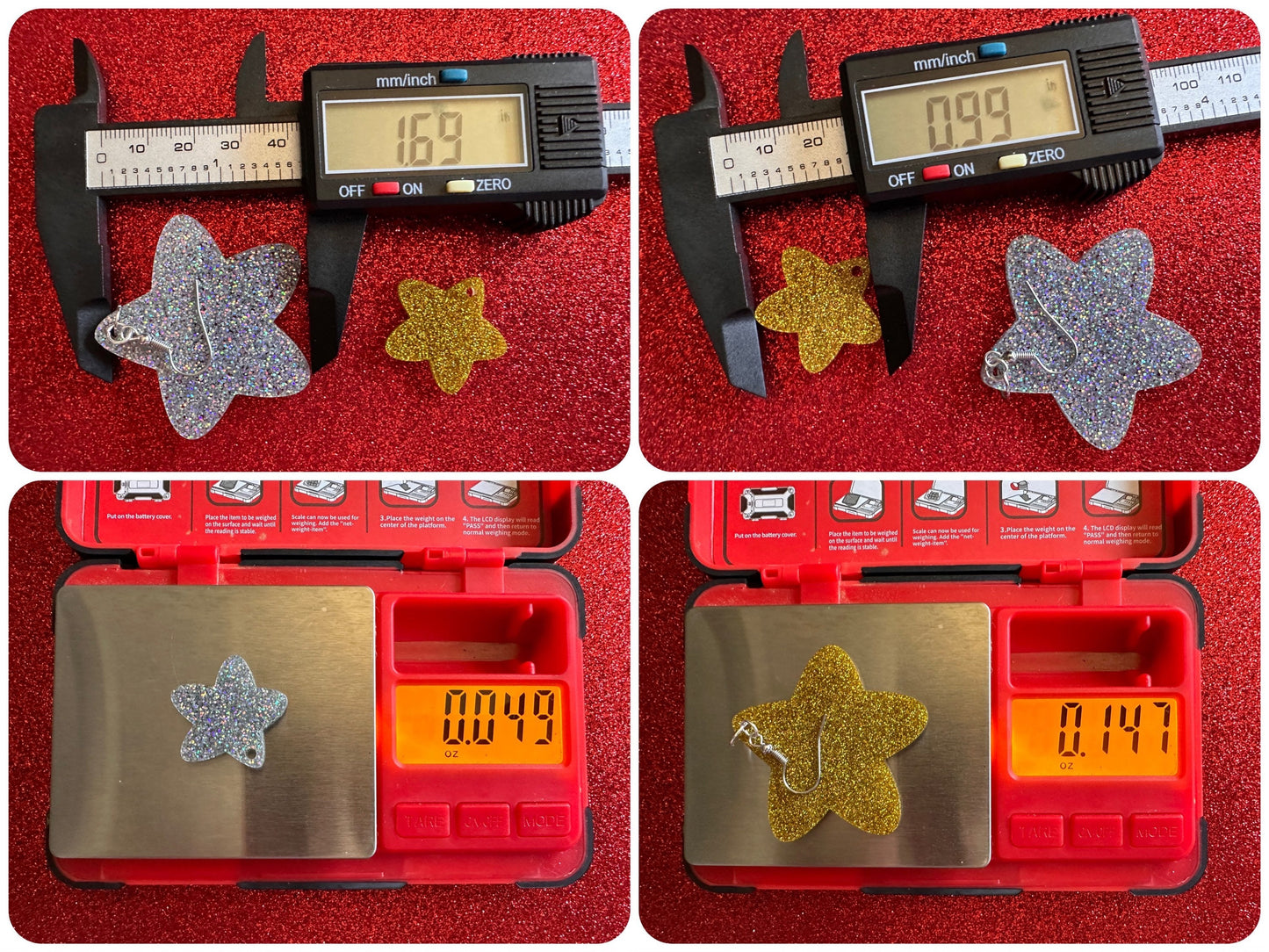 5 Point Star Earrings: Laser Cut Acrylic Stars, Night Sky, Dangle Stars, Xmas, Christmas Tree Topper, Christmas Star, Gifts for Her/Him/Them