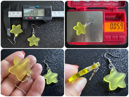 5 Point Star Earrings: Laser Cut Acrylic Stars, Night Sky, Dangle Stars, Xmas, Christmas Tree Topper, Christmas Star, Gifts for Her/Him/Them