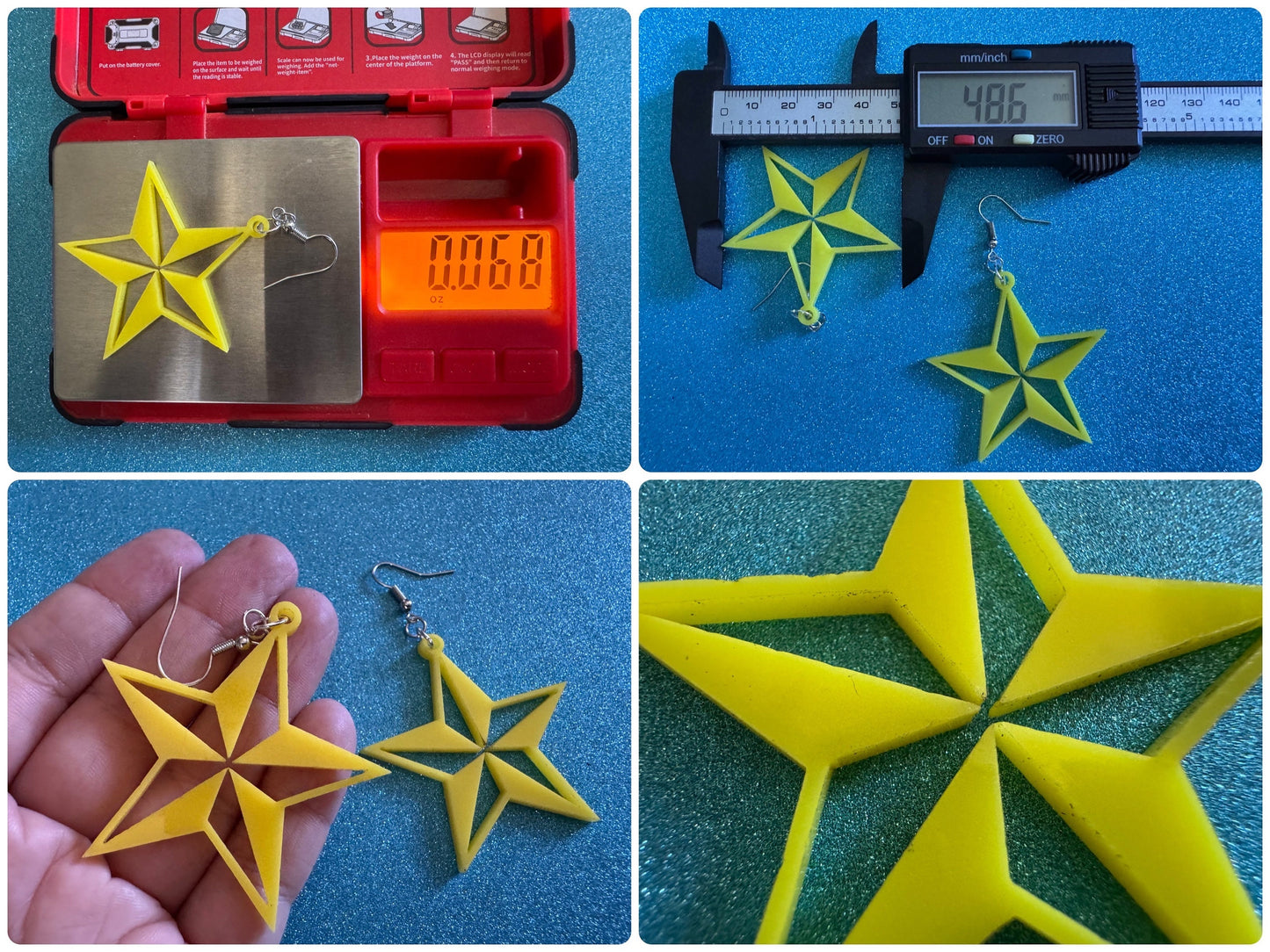 5 Point Star Earrings: Laser Cut Acrylic Stars, Night Sky, Dangle Stars, Xmas, Christmas Tree Topper, Christmas Star, Gifts for Her/Him/Them