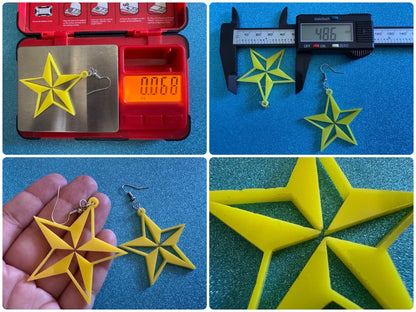 5 Point Star Earrings: Laser Cut Acrylic Stars, Night Sky, Dangle Stars, Xmas, Christmas Tree Topper, Christmas Star, Gifts for Her/Him/Them