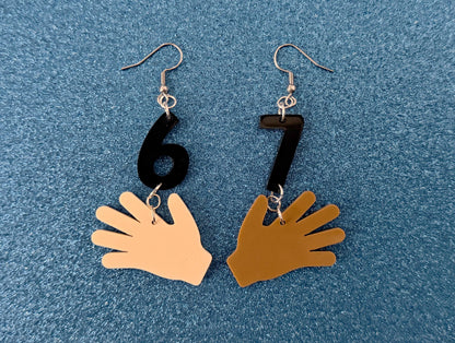 6 7 Meme Number Earrings: Laser Cut Numbers, six Seven, Math Teacher Gift, Anniversary, Novelry, Mainstream, Best Gifts for Her/Him/Them