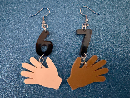 6 7 Meme Number Earrings: Laser Cut Numbers, six Seven, Math Teacher Gift, Anniversary, Novelry, Mainstream, Best Gifts for Her/Him/Them