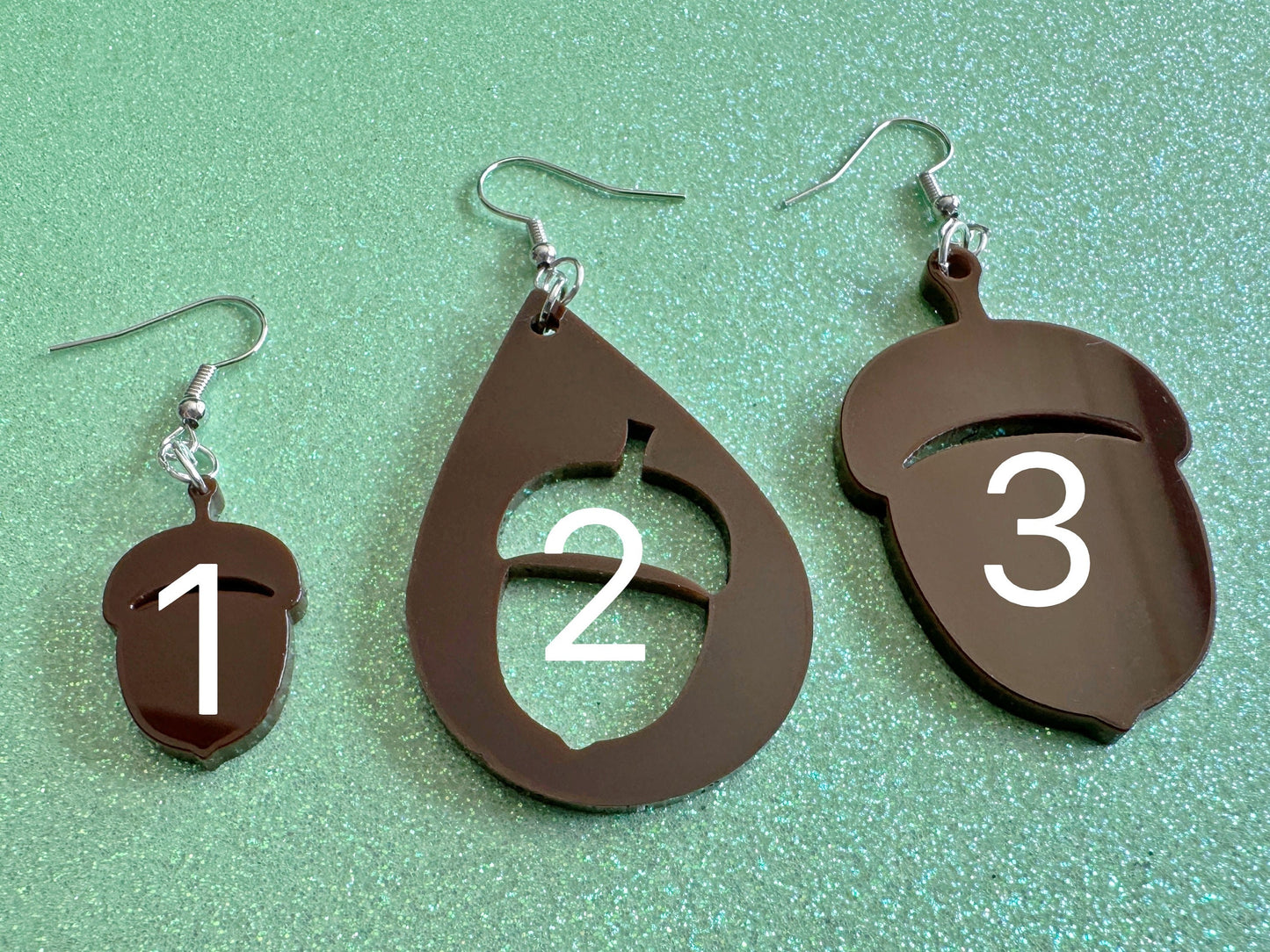 Acorn Earrings: Dark Brown Laser Cut Acrylic Acorns, Forest, Fall, Autumn, Nuts, Nature, Gifts for Her/Him/Them