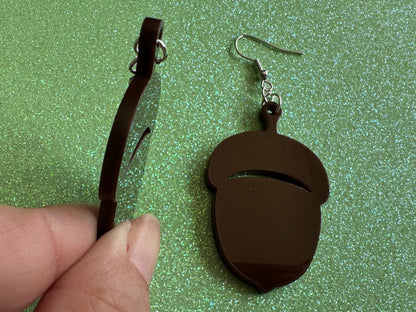 Acorn Earrings: Dark Brown Laser Cut Acrylic Acorns, Forest, Fall, Autumn, Nuts, Nature, Gifts for Her/Him/Them
