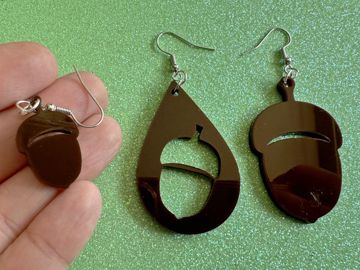 Acorn Earrings: Dark Brown Laser Cut Acrylic Acorns, Forest, Fall, Autumn, Nuts, Nature, Gifts for Her/Him/Them