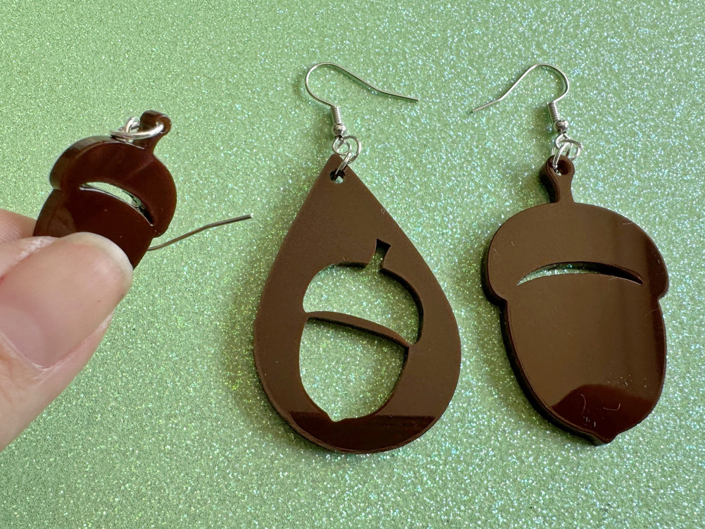 Acorn Earrings: Dark Brown Laser Cut Acrylic Acorns, Forest, Fall, Autumn, Nuts, Nature, Gifts for Her/Him/Them
