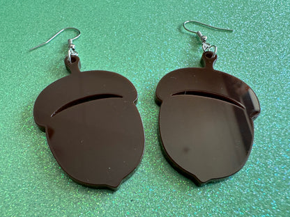 Acorn Earrings: Dark Brown Laser Cut Acrylic Acorns, Forest, Fall, Autumn, Nuts, Nature, Gifts for Her/Him/Them
