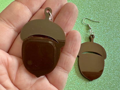 Acorn Earrings: Dark Brown Laser Cut Acrylic Acorns, Forest, Fall, Autumn, Nuts, Nature, Gifts for Her/Him/Them