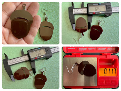 Acorn Earrings: Dark Brown Laser Cut Acrylic Acorns, Forest, Fall, Autumn, Nuts, Nature, Gifts for Her/Him/Them
