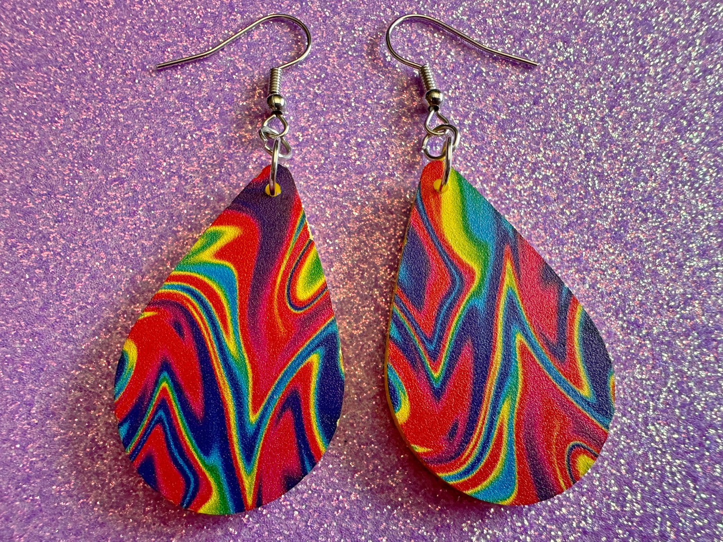 Acrylic Pour Earrings: Laser Cut Acrylic Rainbows, Colorful, Paint Splatter, Psychedelic, Magic, Pride, Art, Paint, Gifts for Her/Him/Them