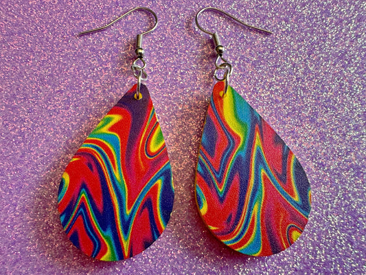 Acrylic Pour Earrings: Laser Cut Acrylic Rainbows, Colorful, Paint Splatter, Psychedelic, Magic, Pride, Art, Paint, Gifts for Her/Him/Them