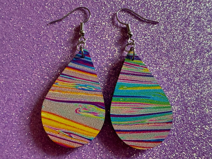 Acrylic Pour Earrings: Laser Cut Acrylic Rainbows, Colorful, Paint Splatter, Psychedelic, Magic, Pride, Art, Paint, Gifts for Her/Him/Them