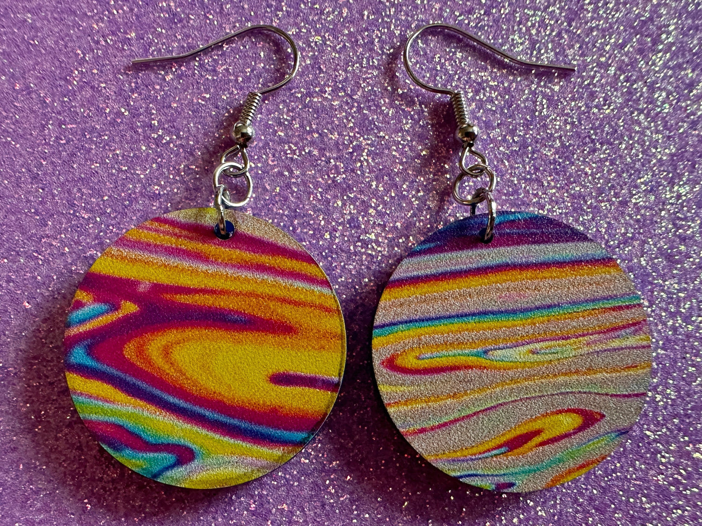 Acrylic Pour Earrings: Laser Cut Acrylic Rainbows, Colorful, Paint Splatter, Psychedelic, Magic, Pride, Art, Paint, Gifts for Her/Him/Them