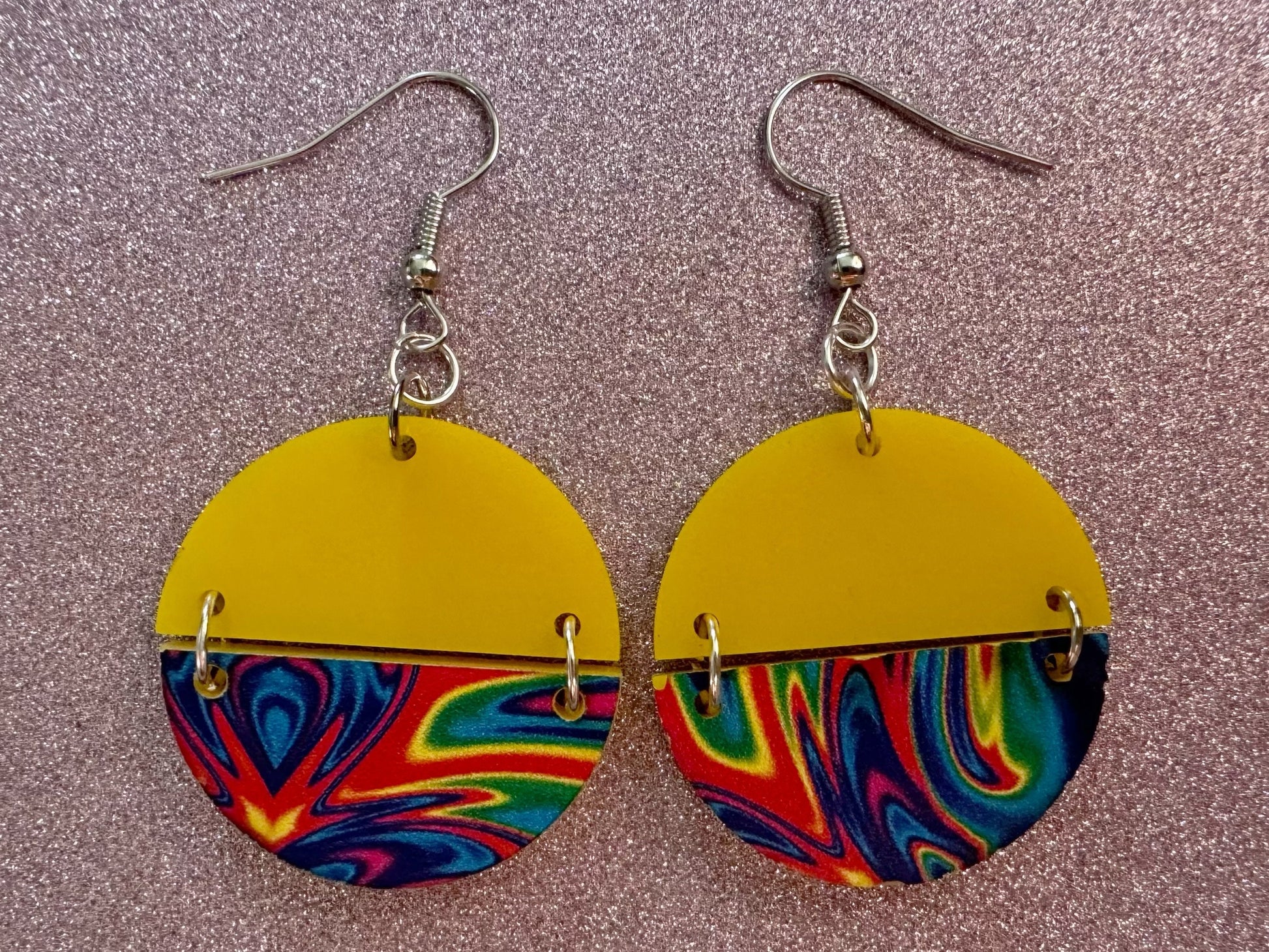 Acrylic Pour Earrings: Laser Cut Acrylic Rainbows, Colorful, Paint Splatter, Psychedelic, Magic, Pride, Art, Paint, Gifts for Her/Him/Them