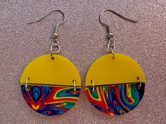 Acrylic Pour Earrings: Laser Cut Acrylic Rainbows, Colorful, Paint Splatter, Psychedelic, Magic, Pride, Art, Paint, Gifts for Her/Him/Them