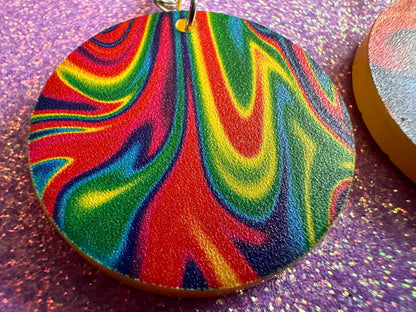 Acrylic Pour Earrings: Laser Cut Acrylic Rainbows, Colorful, Paint Splatter, Psychedelic, Magic, Pride, Art, Paint, Gifts for Her/Him/Them