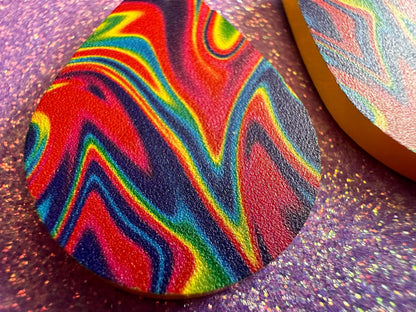 Acrylic Pour Earrings: Laser Cut Acrylic Rainbows, Colorful, Paint Splatter, Psychedelic, Magic, Pride, Art, Paint, Gifts for Her/Him/Them