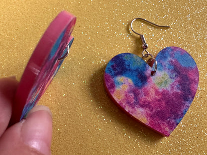 Acrylic Pour Earrings: Laser Cut Acrylic Rainbows, Colorful, Paint Splatter, Psychedelic, Magic, Pride, Art, Paint, Gifts for Her/Him/Them