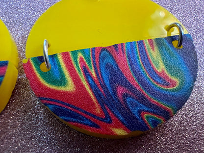 Acrylic Pour Earrings: Laser Cut Acrylic Rainbows, Colorful, Paint Splatter, Psychedelic, Magic, Pride, Art, Paint, Gifts for Her/Him/Them