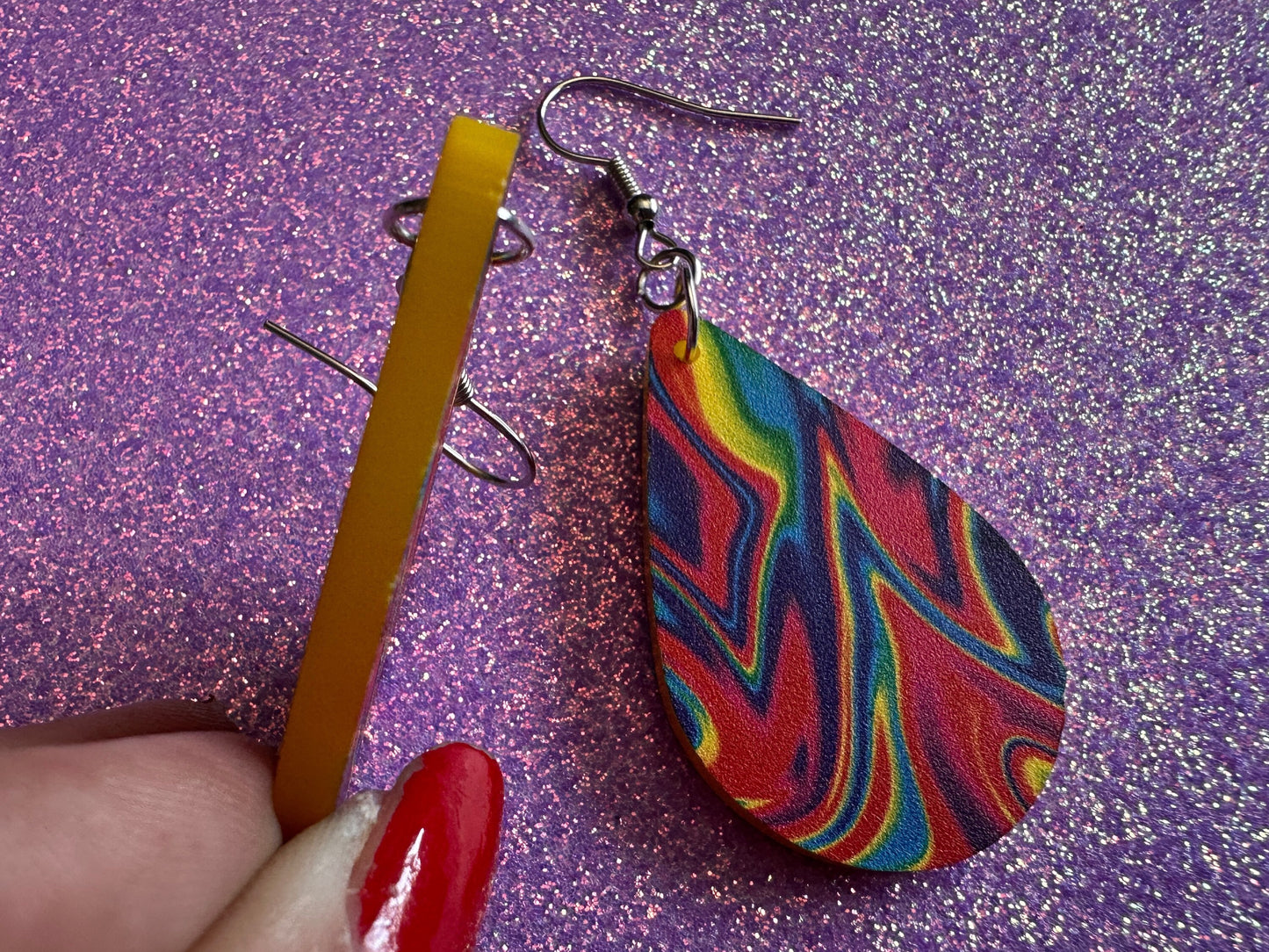 Acrylic Pour Earrings: Laser Cut Acrylic Rainbows, Colorful, Paint Splatter, Psychedelic, Magic, Pride, Art, Paint, Gifts for Her/Him/Them