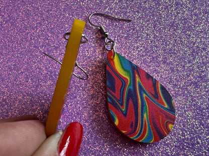 Acrylic Pour Earrings: Laser Cut Acrylic Rainbows, Colorful, Paint Splatter, Psychedelic, Magic, Pride, Art, Paint, Gifts for Her/Him/Them