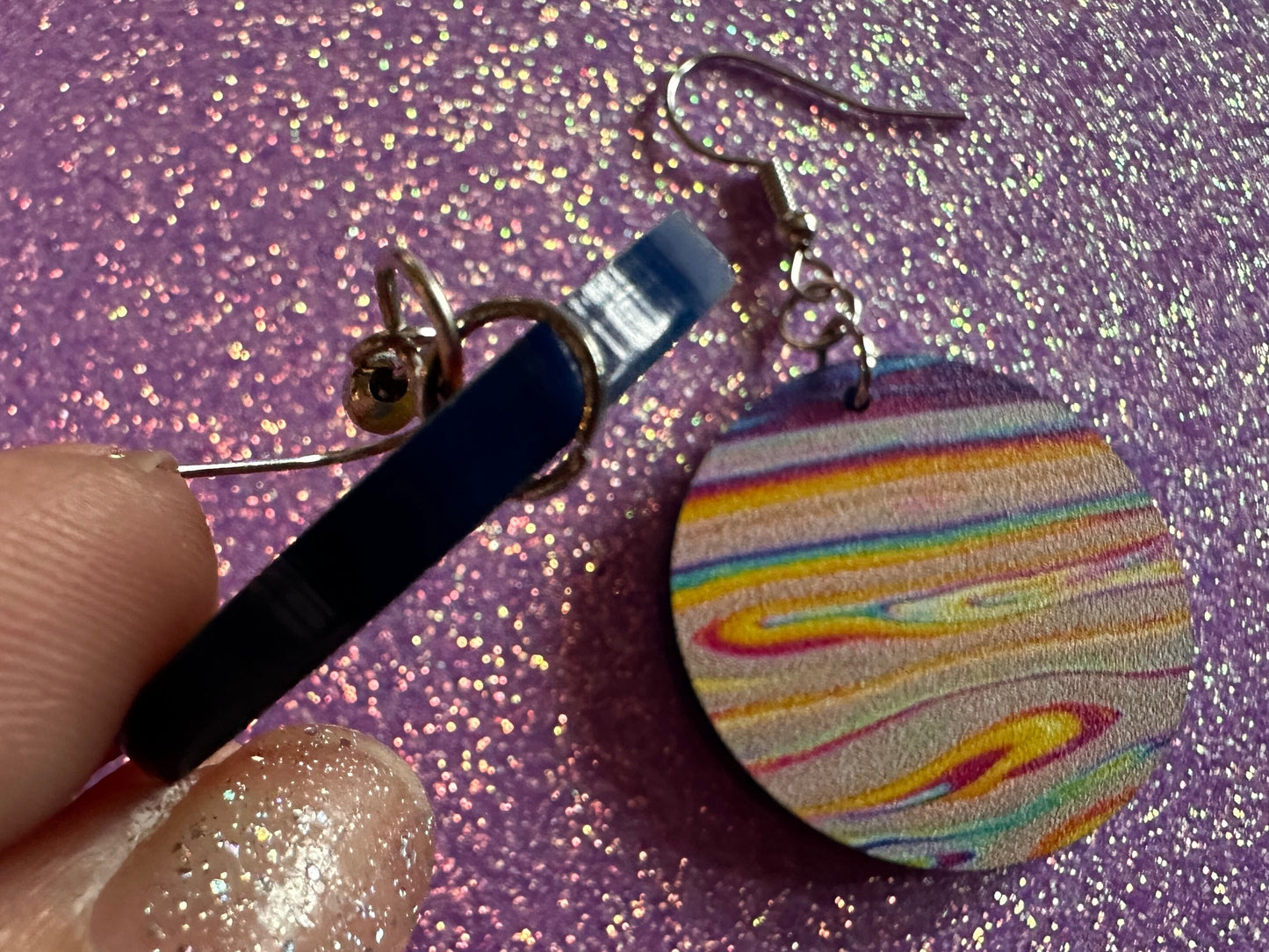 Acrylic Pour Earrings: Laser Cut Acrylic Rainbows, Colorful, Paint Splatter, Psychedelic, Magic, Pride, Art, Paint, Gifts for Her/Him/Them
