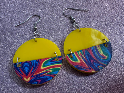 Acrylic Pour Earrings: Laser Cut Acrylic Rainbows, Colorful, Paint Splatter, Psychedelic, Magic, Pride, Art, Paint, Gifts for Her/Him/Them