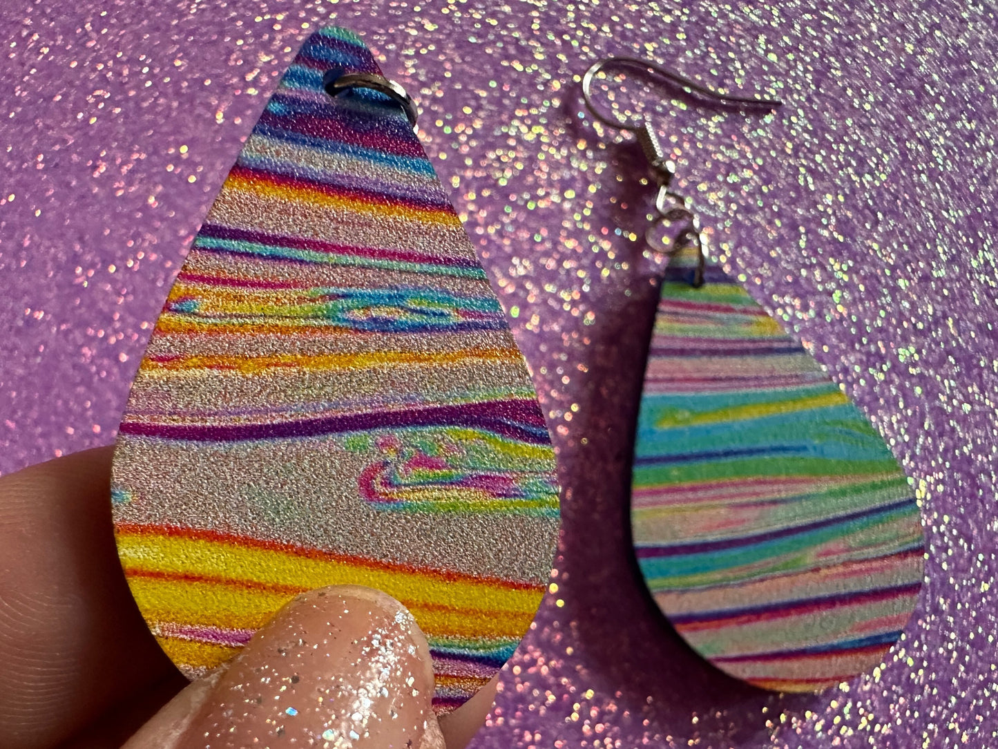 Acrylic Pour Earrings: Laser Cut Acrylic Rainbows, Colorful, Paint Splatter, Psychedelic, Magic, Pride, Art, Paint, Gifts for Her/Him/Them