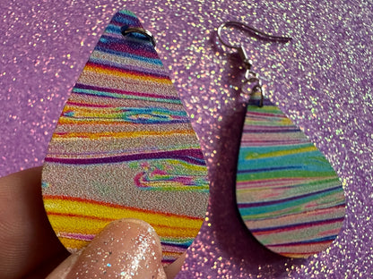 Acrylic Pour Earrings: Laser Cut Acrylic Rainbows, Colorful, Paint Splatter, Psychedelic, Magic, Pride, Art, Paint, Gifts for Her/Him/Them