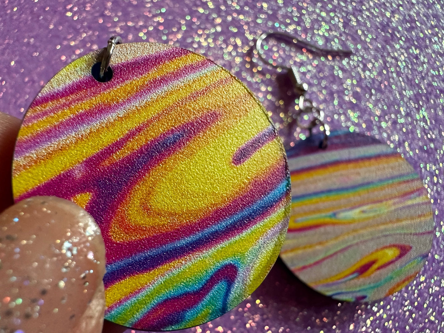 Acrylic Pour Earrings: Laser Cut Acrylic Rainbows, Colorful, Paint Splatter, Psychedelic, Magic, Pride, Art, Paint, Gifts for Her/Him/Them