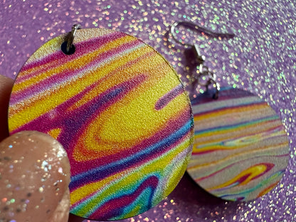 Acrylic Pour Earrings: Laser Cut Acrylic Rainbows, Colorful, Paint Splatter, Psychedelic, Magic, Pride, Art, Paint, Gifts for Her/Him/Them
