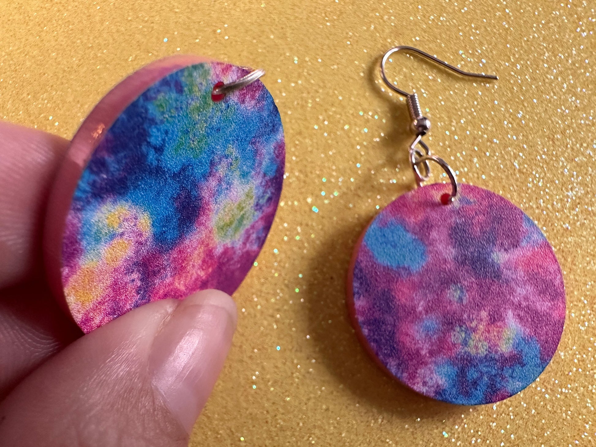 Acrylic Pour Earrings: Laser Cut Acrylic Rainbows, Colorful, Paint Splatter, Psychedelic, Magic, Pride, Art, Paint, Gifts for Her/Him/Them