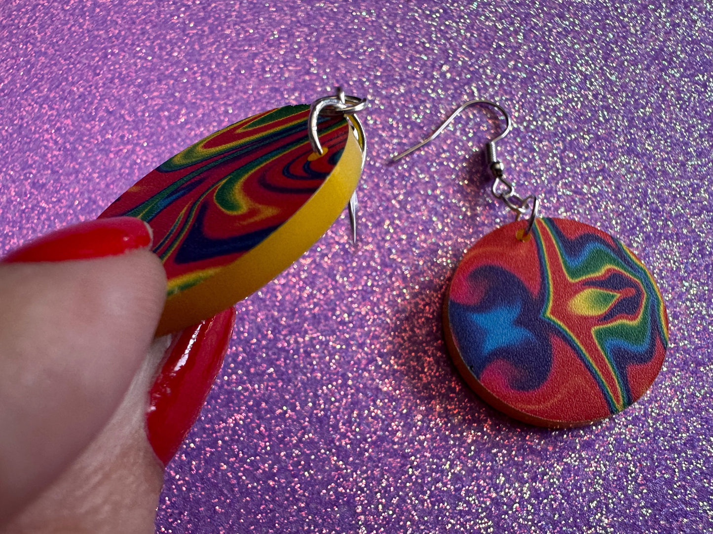 Acrylic Pour Earrings: Laser Cut Acrylic Rainbows, Colorful, Paint Splatter, Psychedelic, Magic, Pride, Art, Paint, Gifts for Her/Him/Them