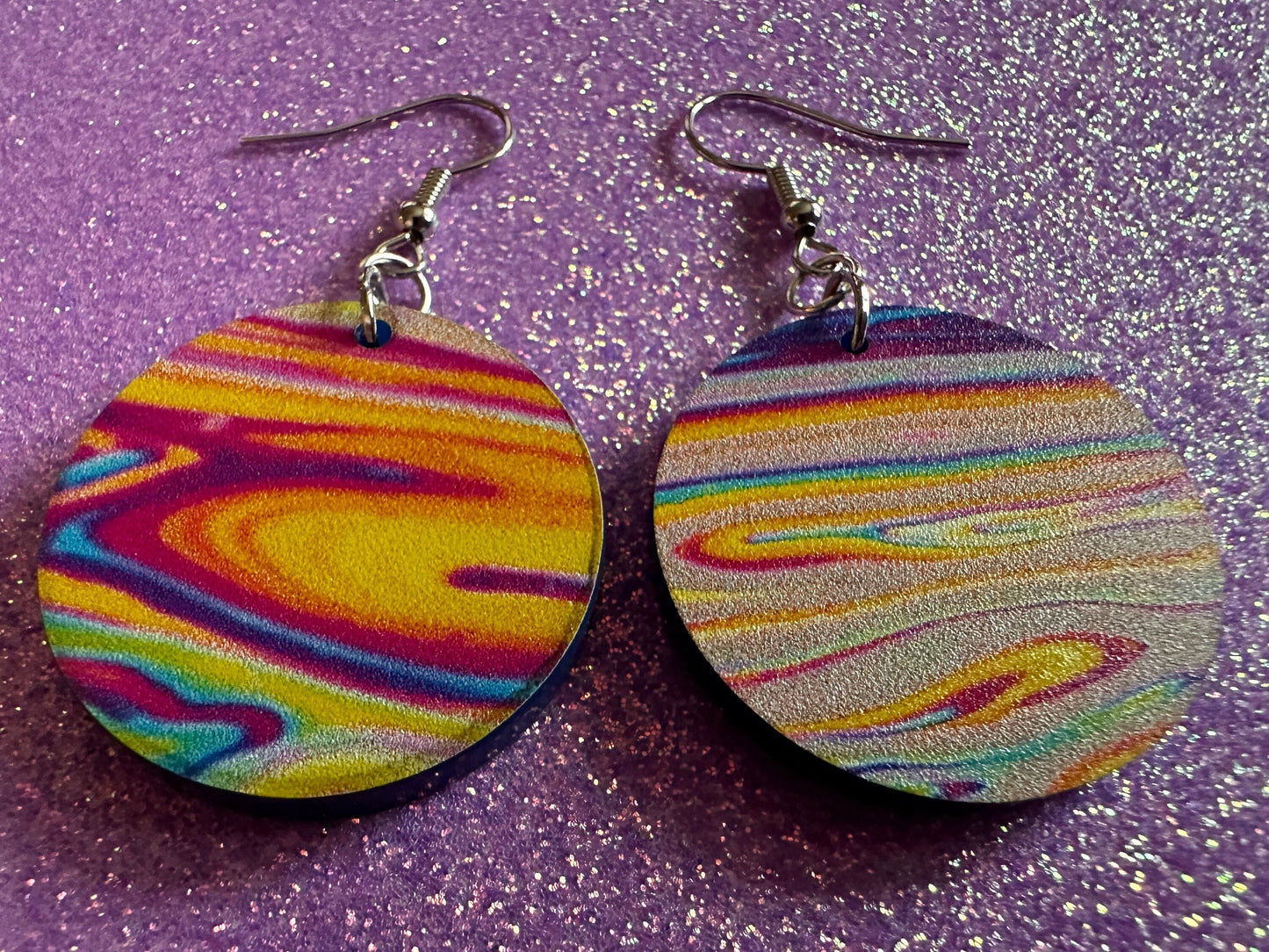Acrylic Pour Earrings: Laser Cut Acrylic Rainbows, Colorful, Paint Splatter, Psychedelic, Magic, Pride, Art, Paint, Gifts for Her/Him/Them