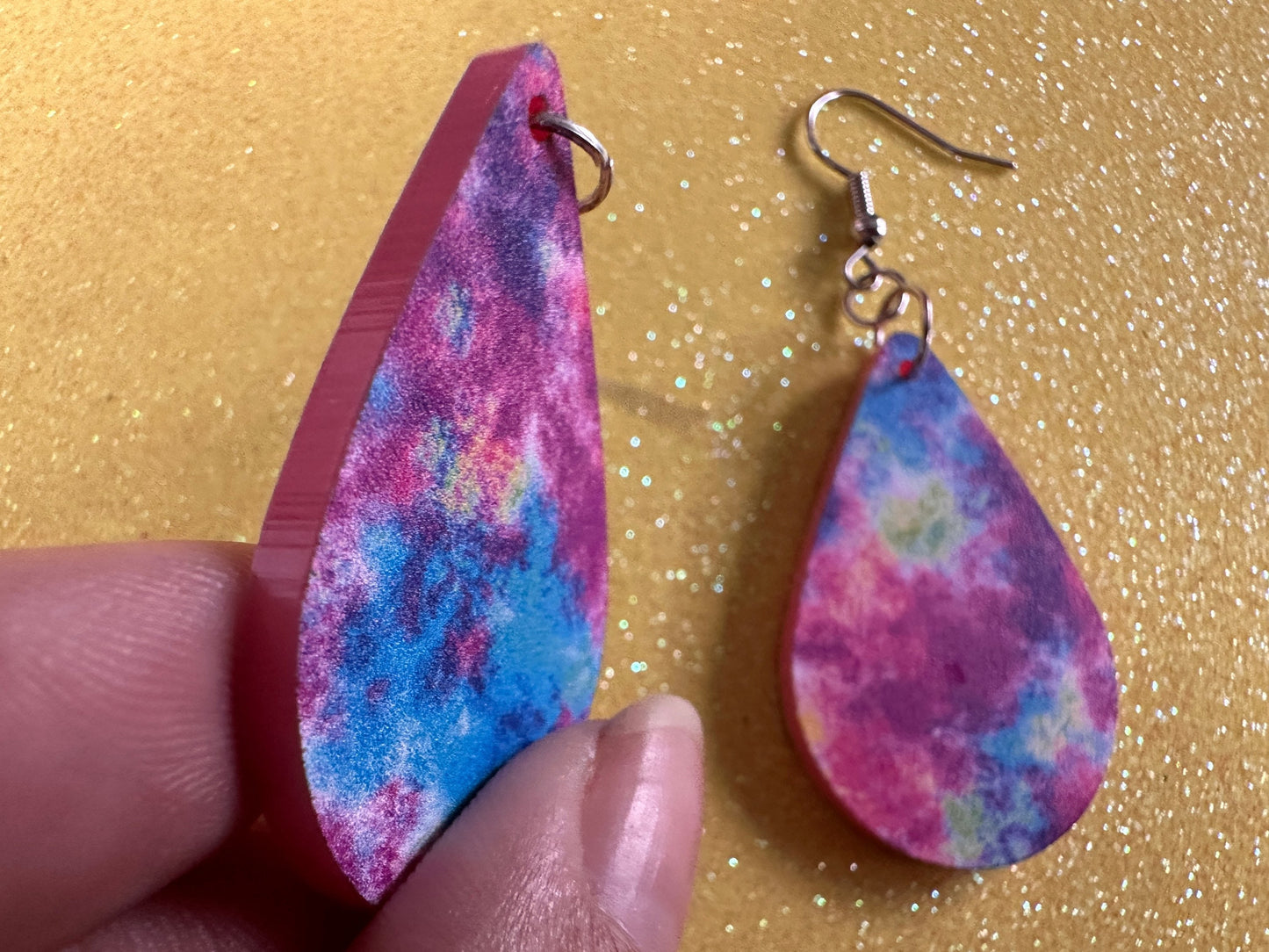 Acrylic Pour Earrings: Laser Cut Acrylic Rainbows, Colorful, Paint Splatter, Psychedelic, Magic, Pride, Art, Paint, Gifts for Her/Him/Them
