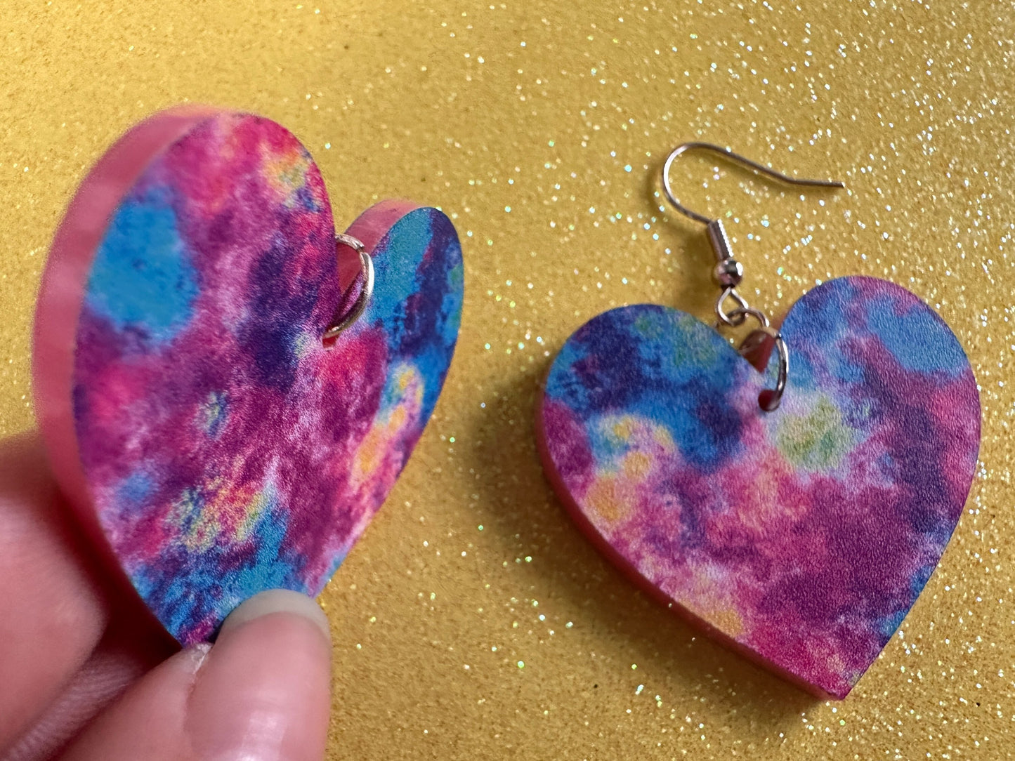 Acrylic Pour Earrings: Laser Cut Acrylic Rainbows, Colorful, Paint Splatter, Psychedelic, Magic, Pride, Art, Paint, Gifts for Her/Him/Them