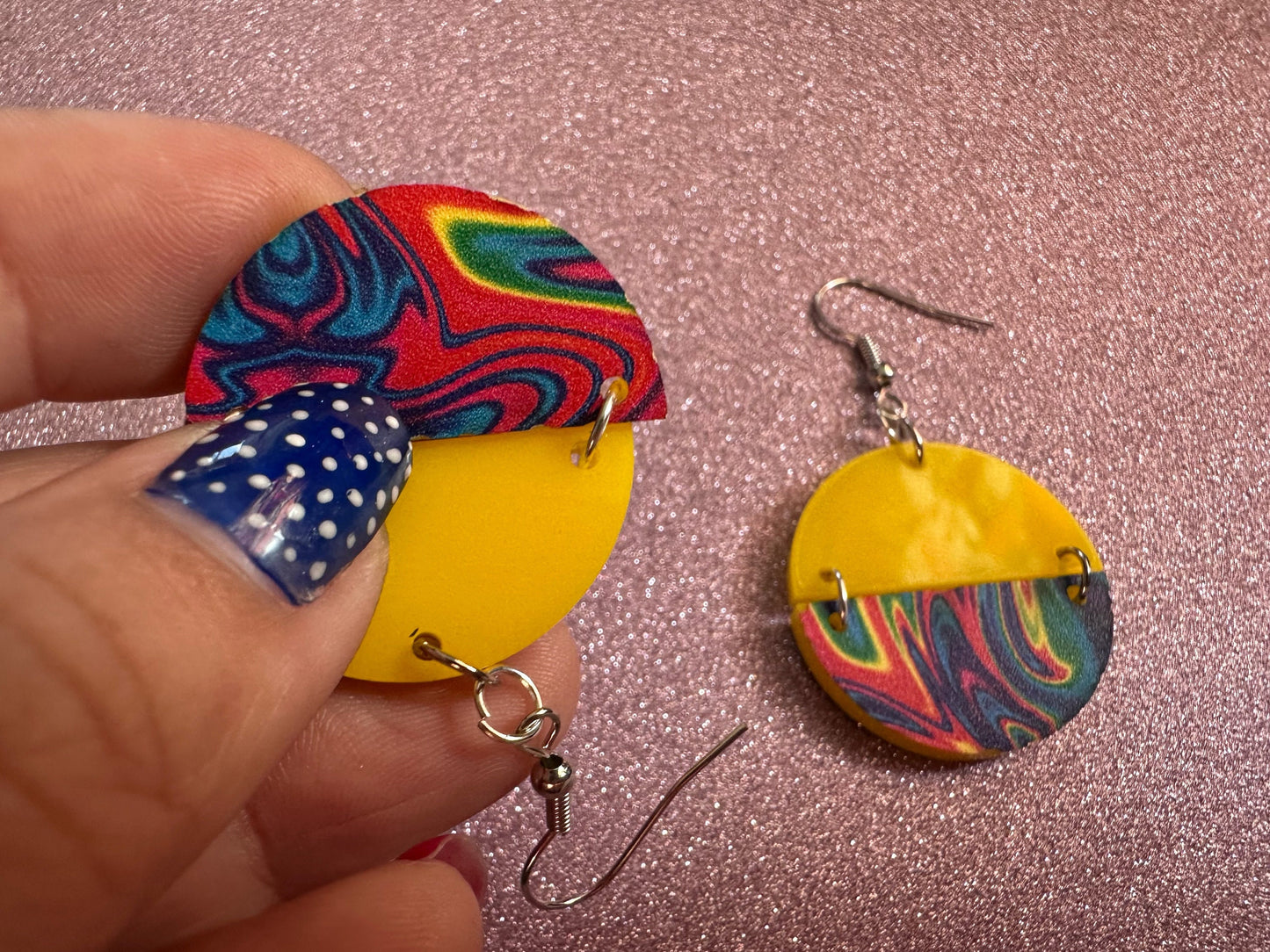 Acrylic Pour Earrings: Laser Cut Acrylic Rainbows, Colorful, Paint Splatter, Psychedelic, Magic, Pride, Art, Paint, Gifts for Her/Him/Them