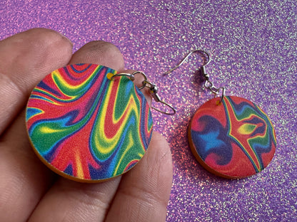 Acrylic Pour Earrings: Laser Cut Acrylic Rainbows, Colorful, Paint Splatter, Psychedelic, Magic, Pride, Art, Paint, Gifts for Her/Him/Them