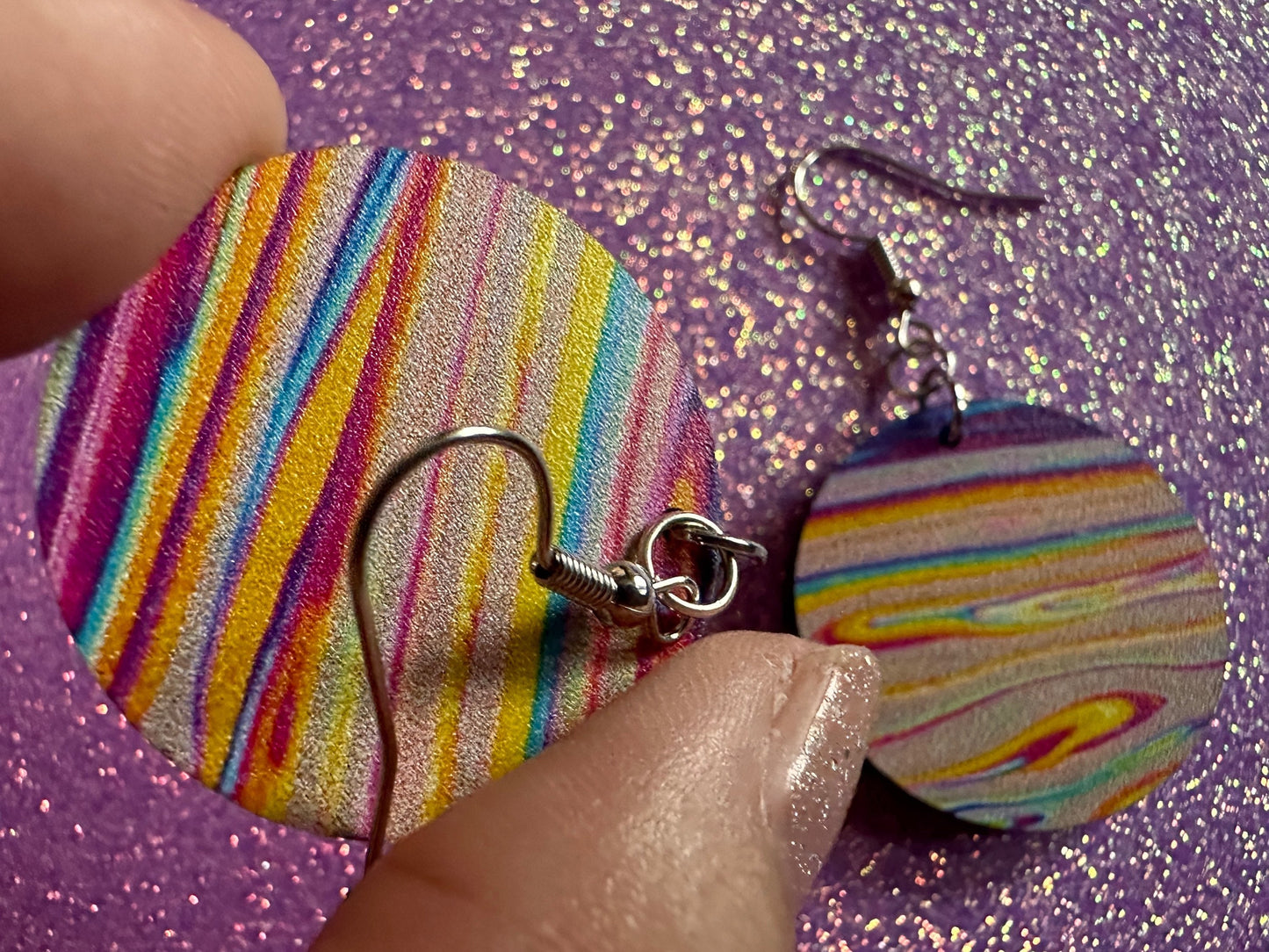 Acrylic Pour Earrings: Laser Cut Acrylic Rainbows, Colorful, Paint Splatter, Psychedelic, Magic, Pride, Art, Paint, Gifts for Her/Him/Them